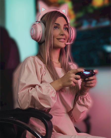 Girl sitting in gamer chair